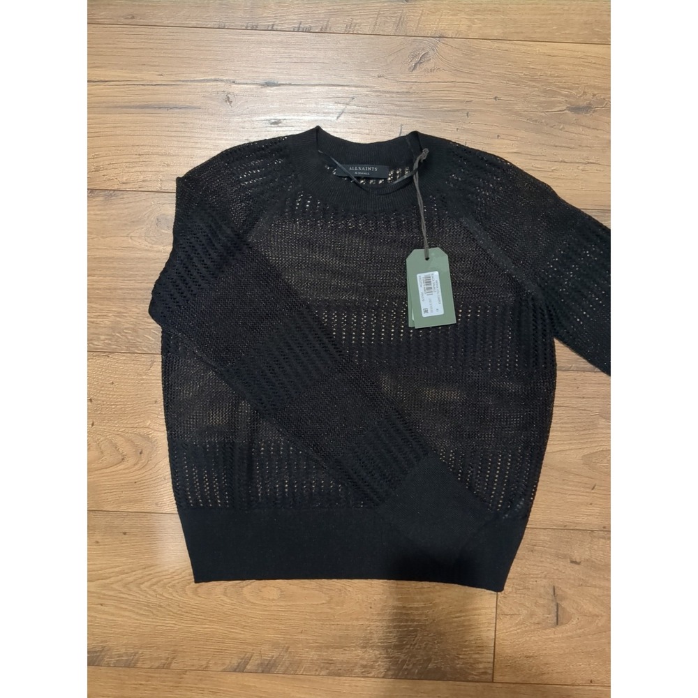 All Saints Womens Sz XS Misha Lou Long Sleeve Net Jumper Black Sparkle
